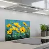 Penseelstreken - Bloemen - Felgeel - Abstract keuken achterwand spatscherm klein -3d_schuin