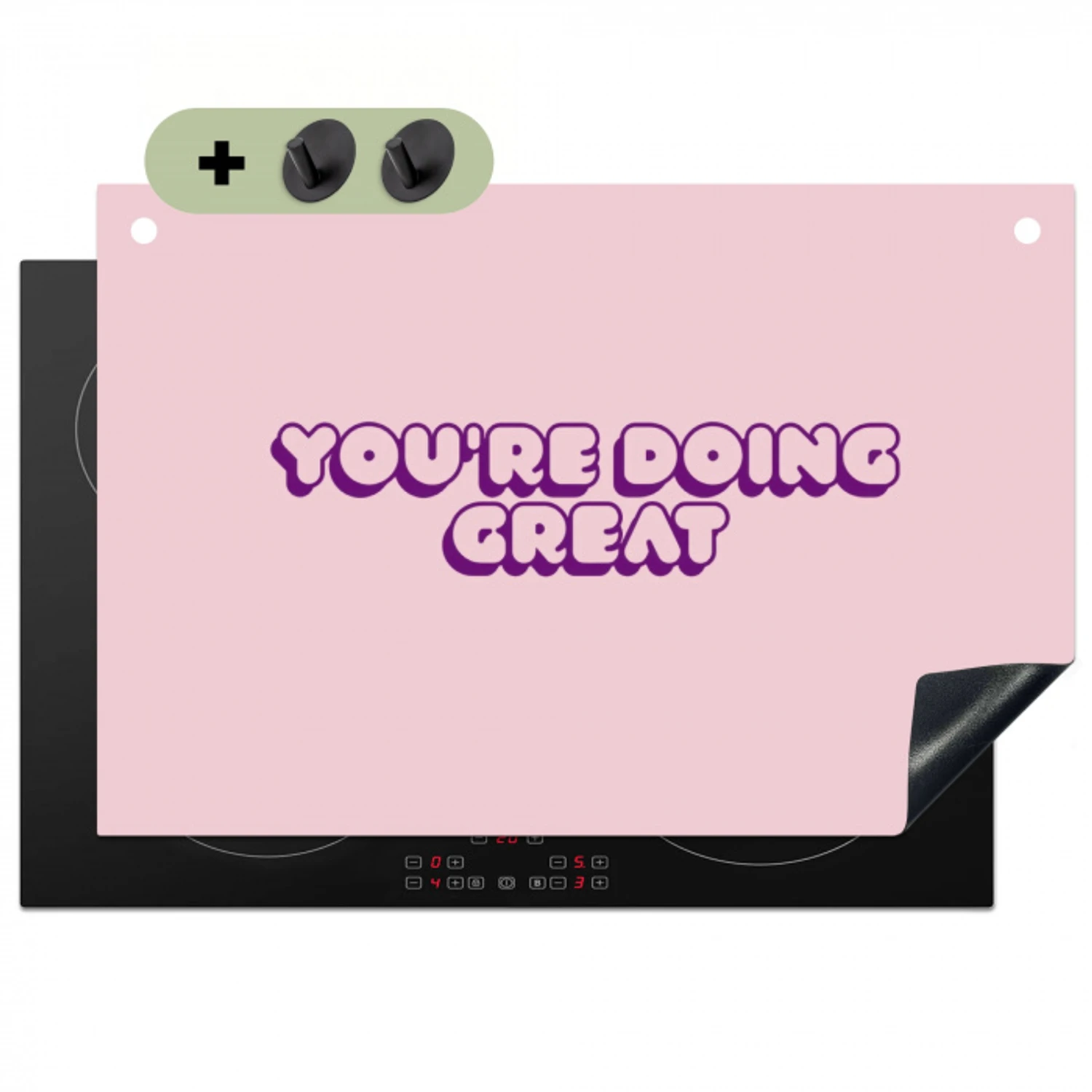You're doing great - roze - 3D Inductie beschemer met haakjes klein -3d