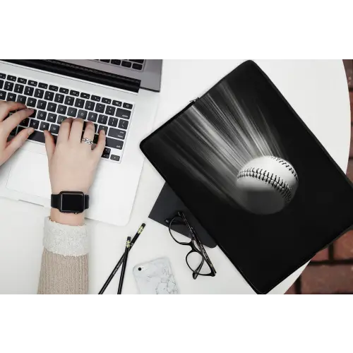 Honkbal - Wit - Vliegt laptophoes neopreen klein -bureau