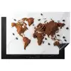 Wereldkaart - Koffie - Marmer Inductie beschermer vinyl 3mm klein -3d