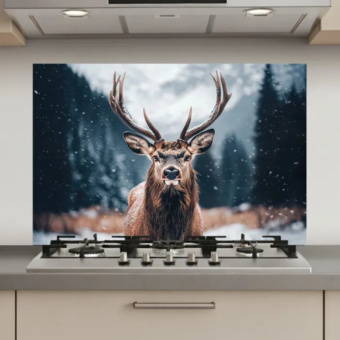 Hert - Dieren - Landschap - Winter - Sneeuw keuken achterwand spatscherm klein -3d_website