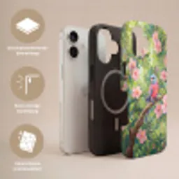 Papagaai - Hibiscusbloemen - Kleurrijk Toughcase MagSafe Apple iPhone 17 klein -USP_Lagen_NL