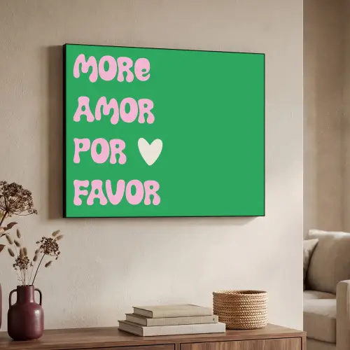 Amor - Valentijn - Groen - Tekst Textielframe zwart klein -sfeer3
