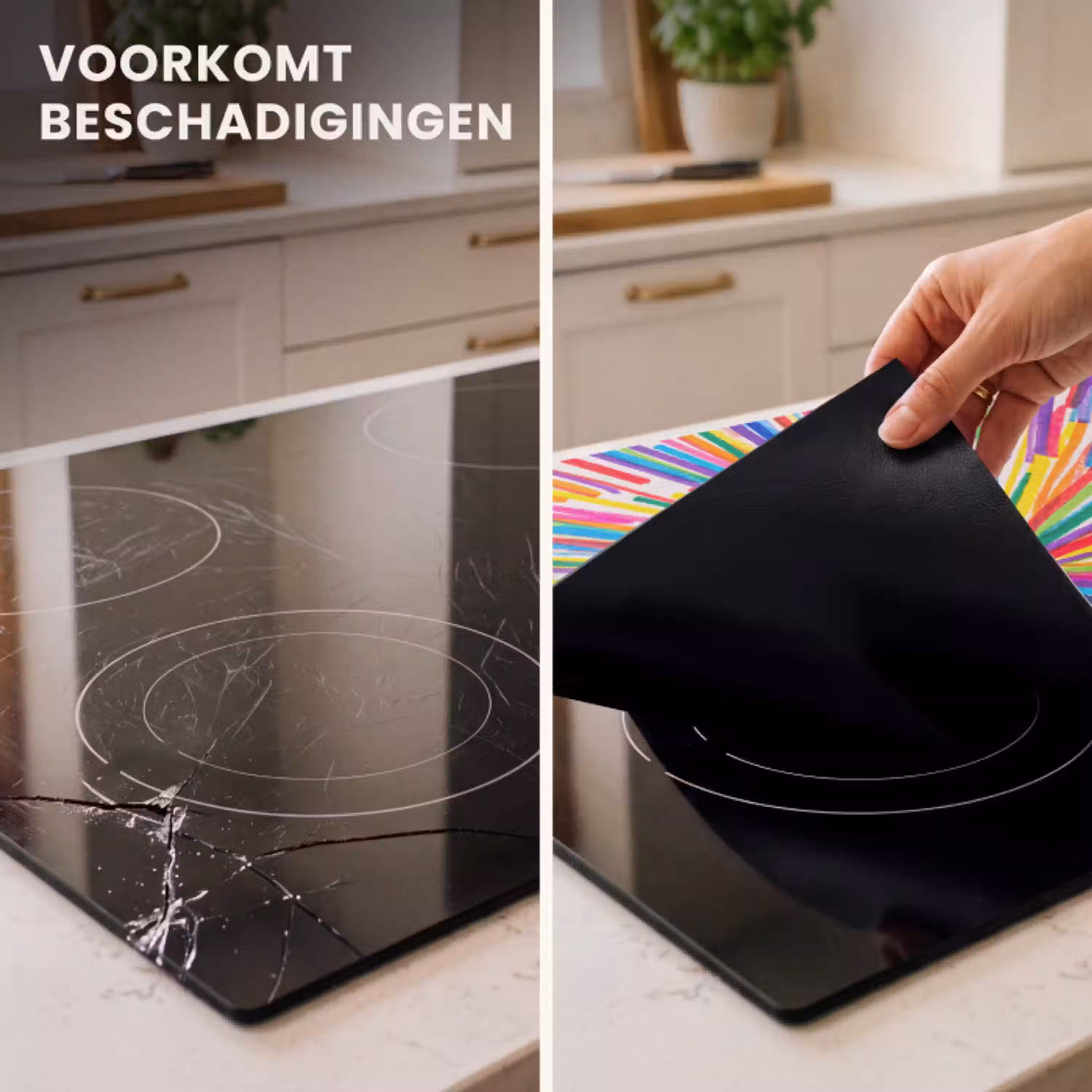 Lijnen - Kleurrijk - Abstract Inductie beschermer vinyl 3mm middel -sfeer1