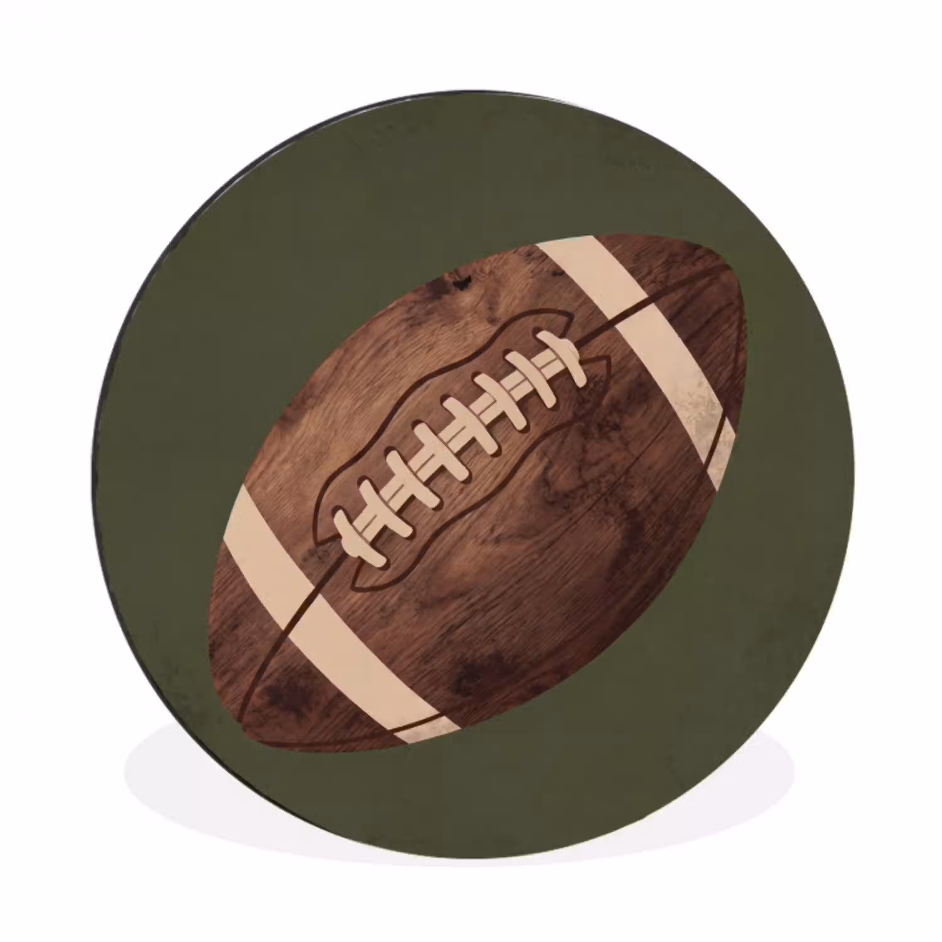 Football - Hout - Sport - Groen Wandcirkel aluminium klein -3d