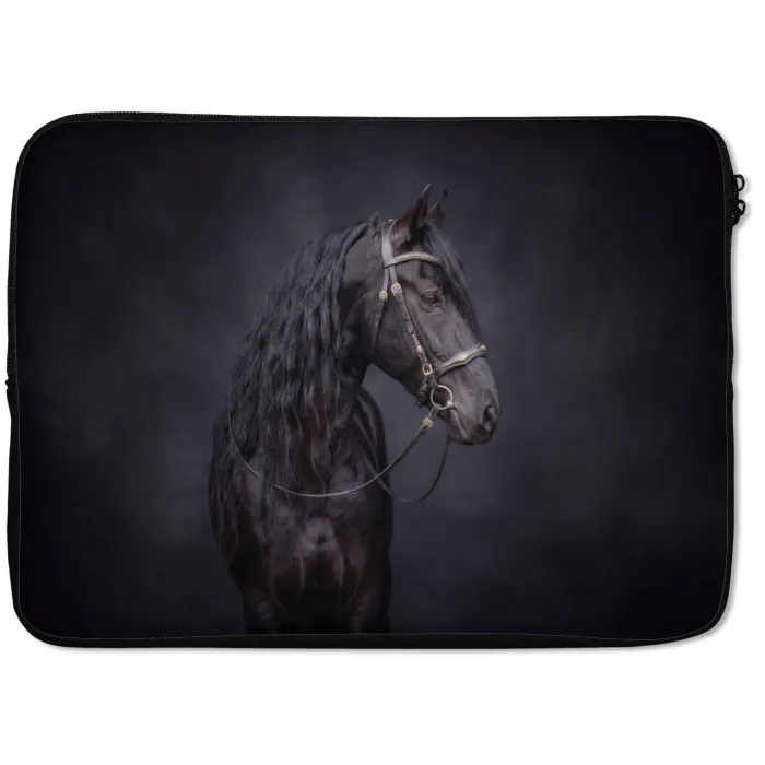 Portret - Paard - Donker laptophoes neopreen klein -zkaufland3dotto