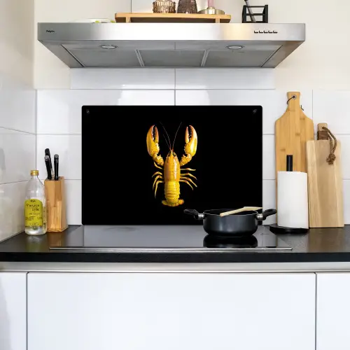 Kreeft - Geel - Stippen - Effen Inductie beschemer met haakjes klein -sfeer2