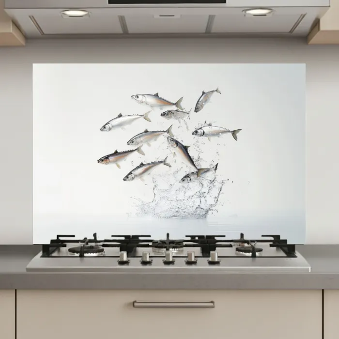 Vissen - Water - Wit keuken achterwand spatscherm klein -3d_website