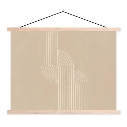 Parallelle lijnen - Lichte textuur - Beige textielposter latten blank klein -3d