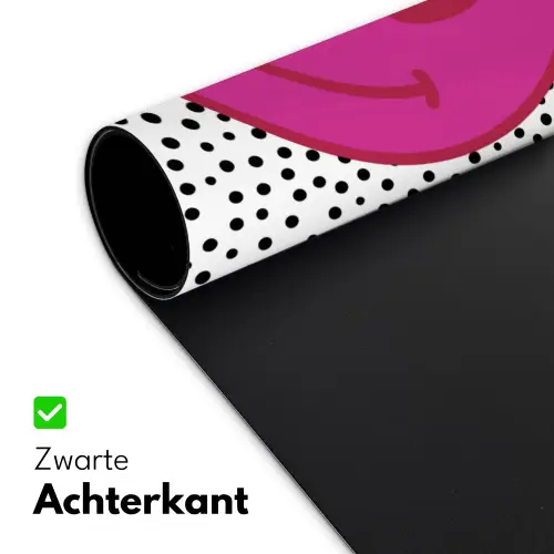 Smiley - Roze - Stippen Muismat XXL klein -sfeer2