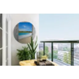 Zee - Tropical - Doorkijk - Strand Wandcirkel tuinposter met ringen klein -buiten1