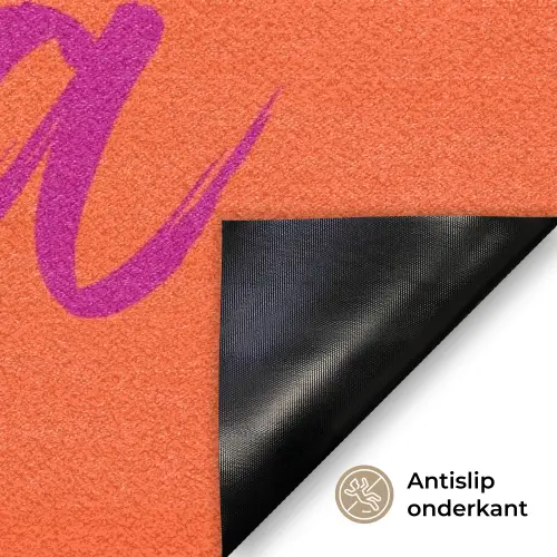 Oh la la - Oranje - Roze - Grafisch Deurmat klein -antislip_NL