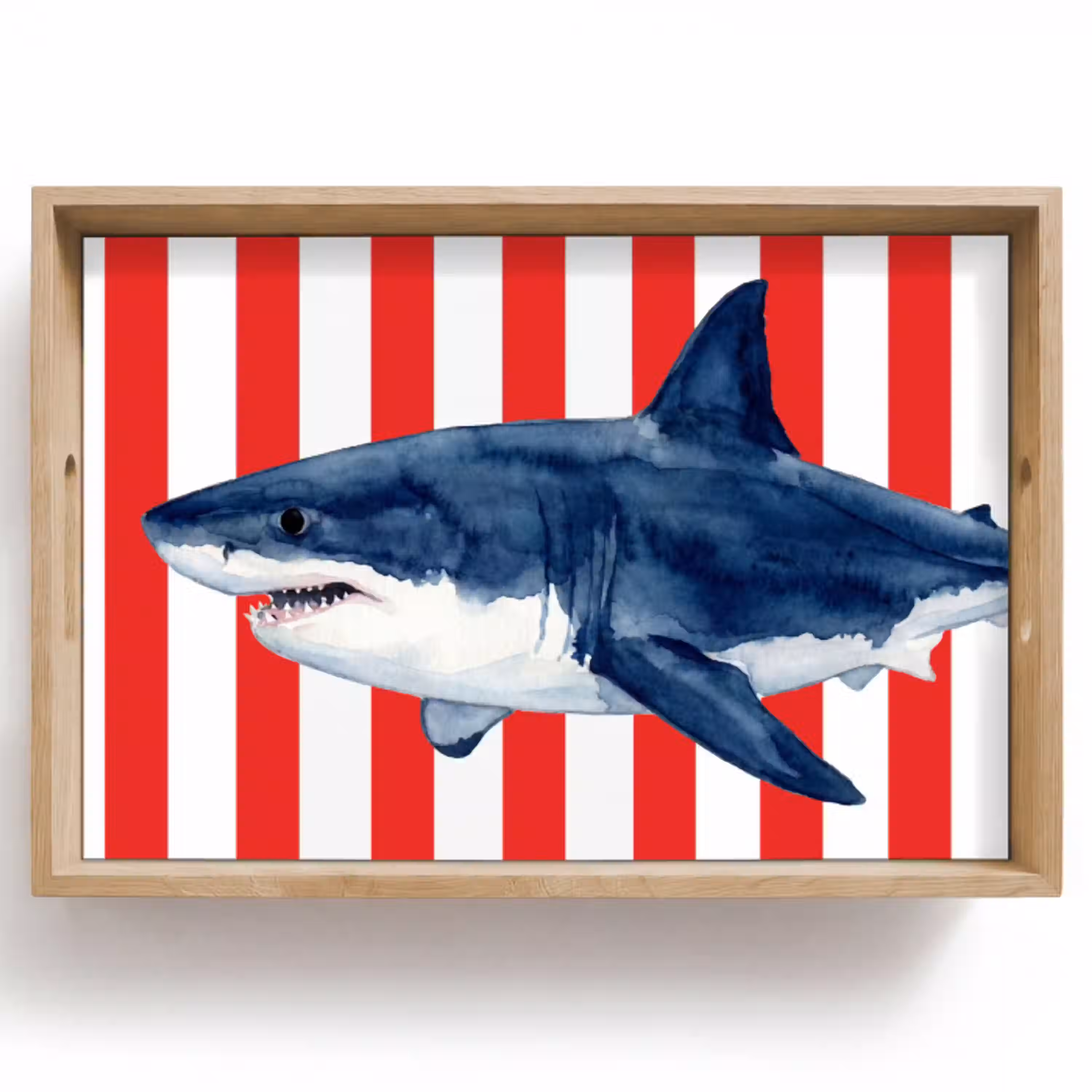 Vis - Haai - Zee - Illustratie - Blauw Dienblad Rechthoek middel -z3d_shopping