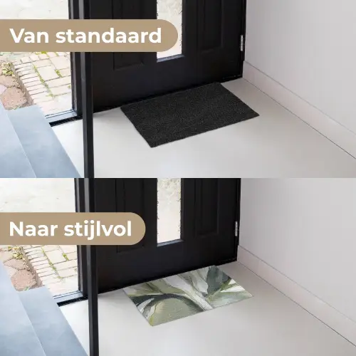 Natuur - Abstract - Groen - Penseelstreken Deurmat klein -voor-na_NL