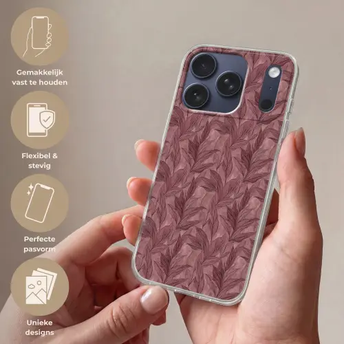 Bladeren - Patroon - Paars Telefoonhoesje iPhone 17 Pro klein 878 -sfeer3_NL