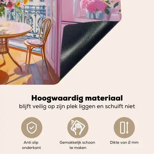 Pink - City - Bloemen Inductie beschemer met haakjes klein -ky-onderkant-nl