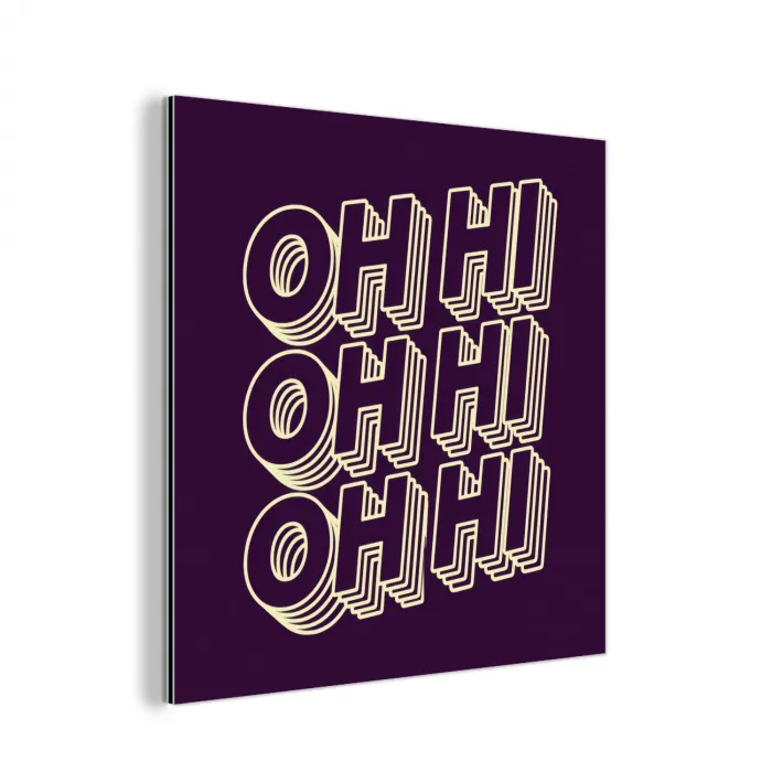 Oh hi - Paars - 3D aluminium wit klein -3d