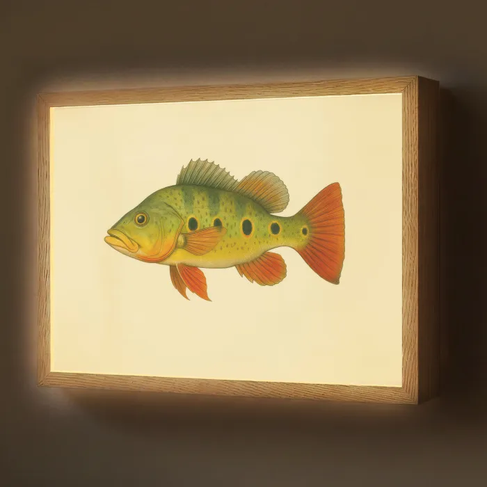 Schubben - Vis - Groen - Illustratie Light Box met batterij (Wandlamp) middel -z3d_website