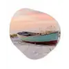 Rustiek - Roeiboot - Zandstrand Wandcirkel Organisch Aluminium middel -3d