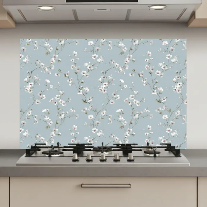 Klassiek - Bloemen - Blauw keuken achterwand spatscherm klein 900 -3d_website