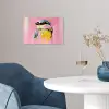 Vogel - Roze - Geel - Blauw poster papier klein -sfeer3