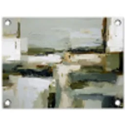 Penseelstreken - Groen - Abstract - Japandi tuinposter los doek klein -3d