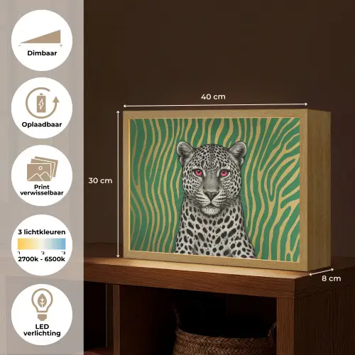 Panter - Zebrapatroon - Groen Light Box met batterij (Wandlamp) middel -USP_websiteoverzichtNL