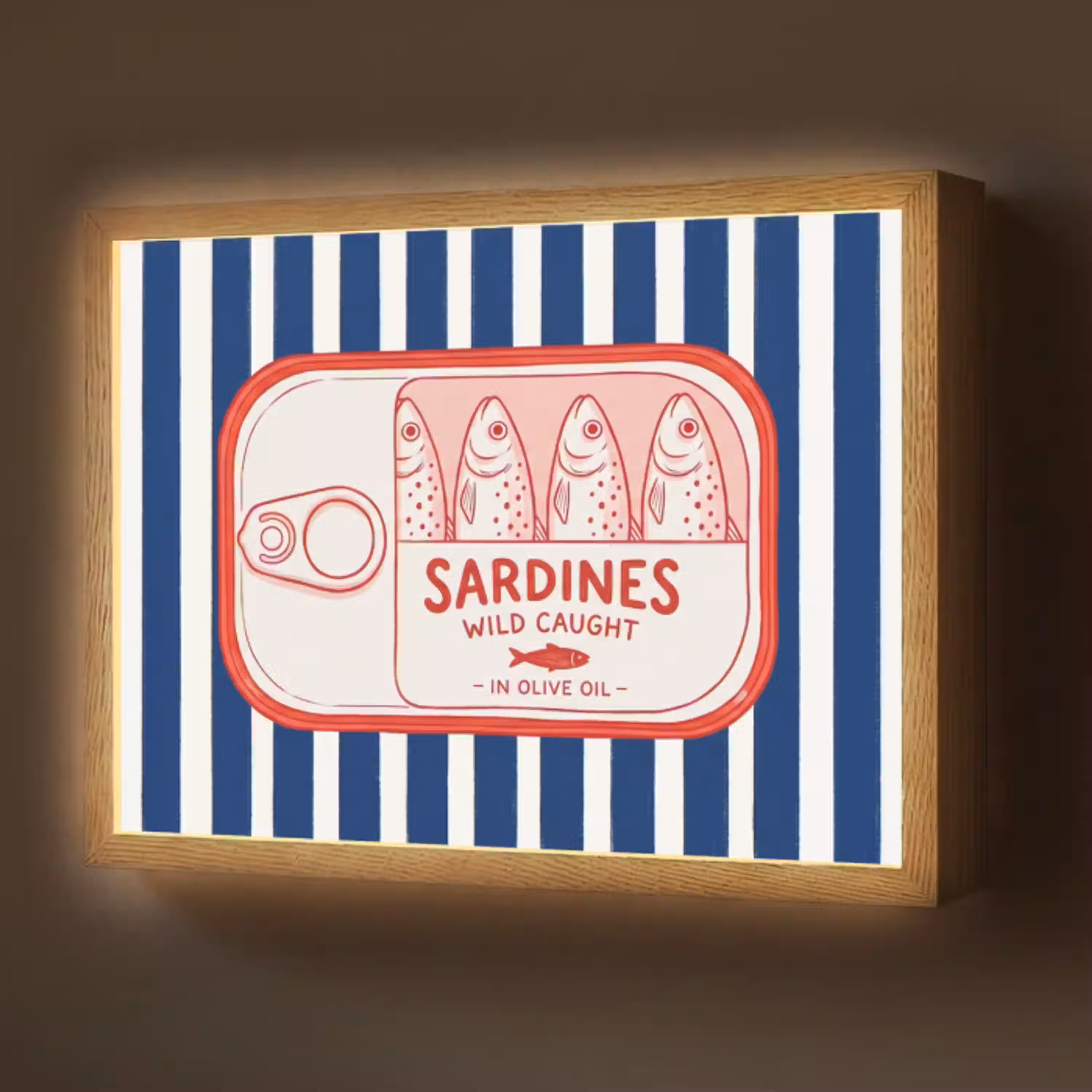 Eten - Vis - Blik - Illustratie - Rood Light Box met batterij (Wandlamp) middel -z3d_website
