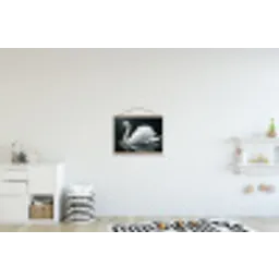 Zwaan - Water - Natuur - Realistisch - Wit textielposter latten blank klein -kinderkamer