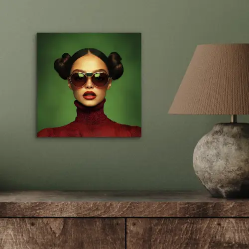 Vrouw - Groen - Bril - Aesthetic - Modern aluminium wit klein -sfeer2