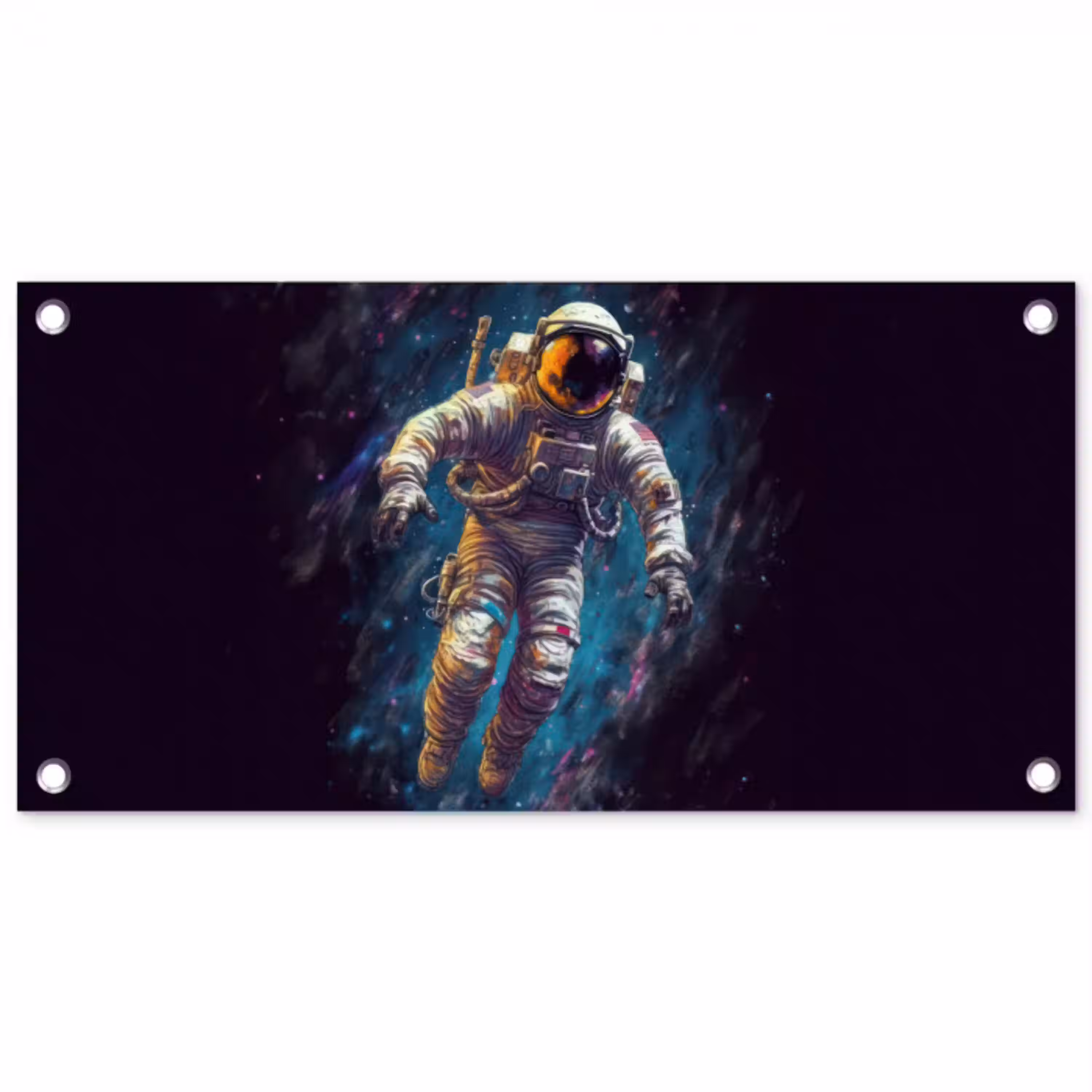 Ruimte - Neon - Astronaut - Sterren tuinposter los doek klein -3d
