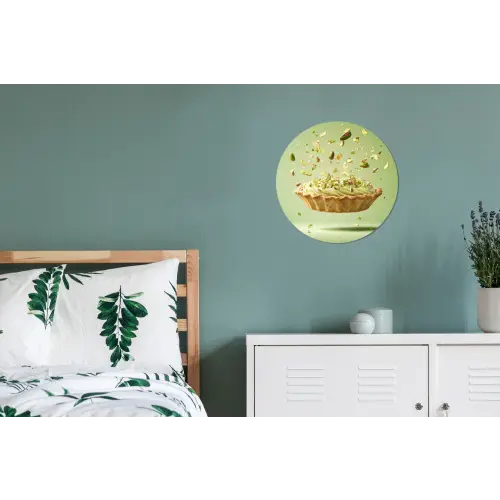 Pistache - Taart - Noten - Eten Wandcirkel aluminium klein -slaapkamer