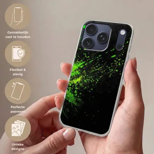 Gaming - Spetters - Groen - Chaotisch - Groen Telefoonhoesje iPhone 17 Pro klein -sfeer3_NL
