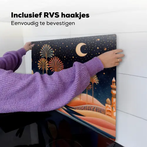 Sterrenhemel - Palmen - Rivier Inductie beschemer met haakjes middel -ky-ophangen-nl