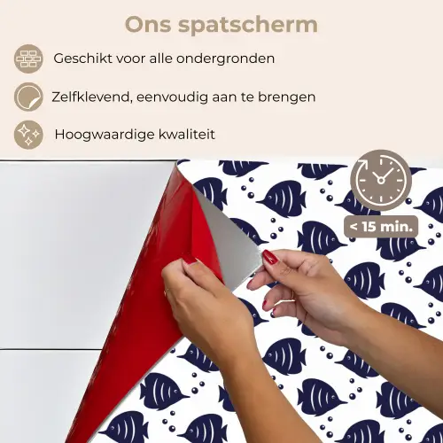 Oceaan - Vis - Blauw - Wit keuken achterwand spatscherm klein 900 -spatscherm_NL