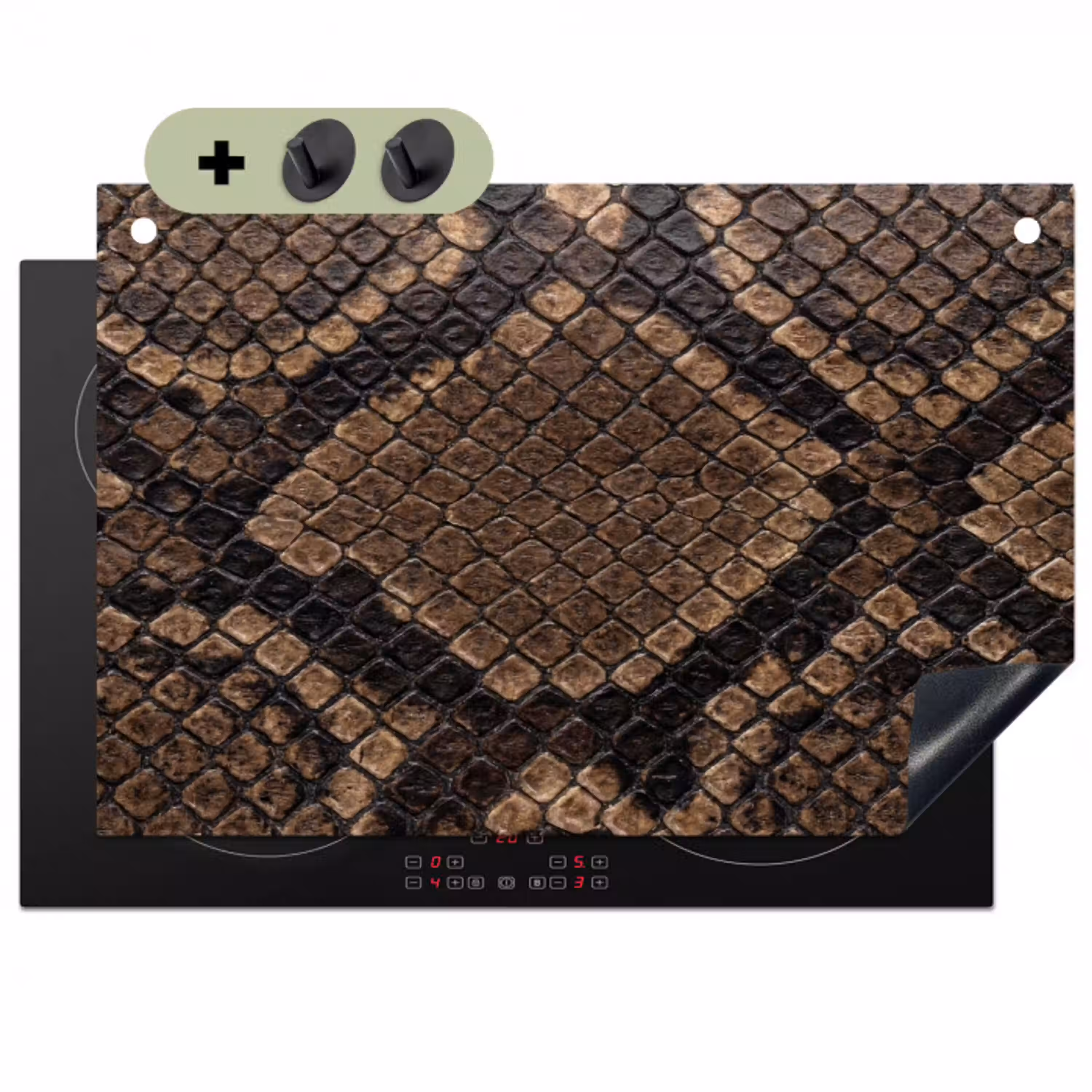 Python - Schubben - Brons Inductie beschemer met haakjes klein -3d