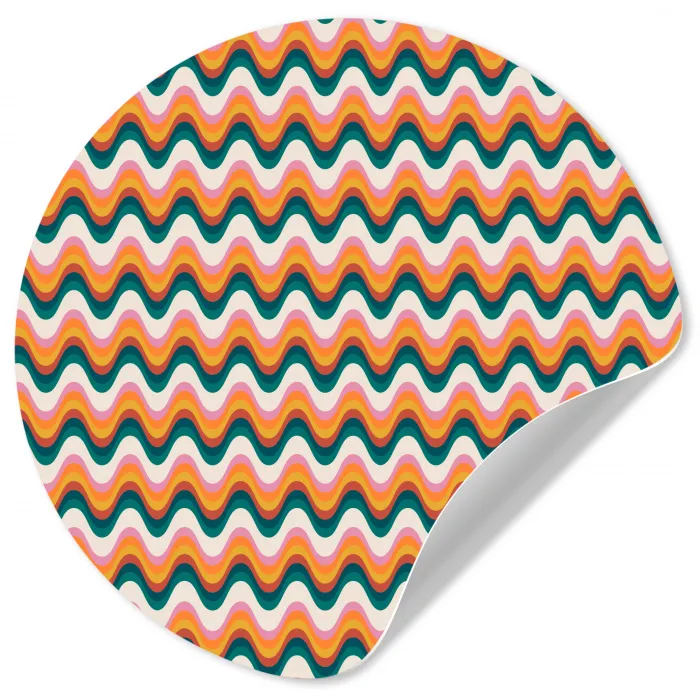 Retro - Disco - Golven - Kleur Wandcirkel behangsticker klein 186 -3d