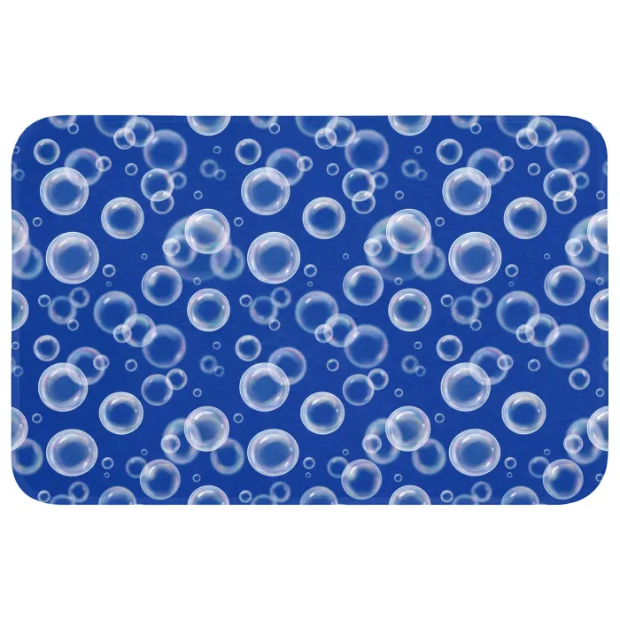 Bubbels - Patroon - Blauw Badmat klein -3d