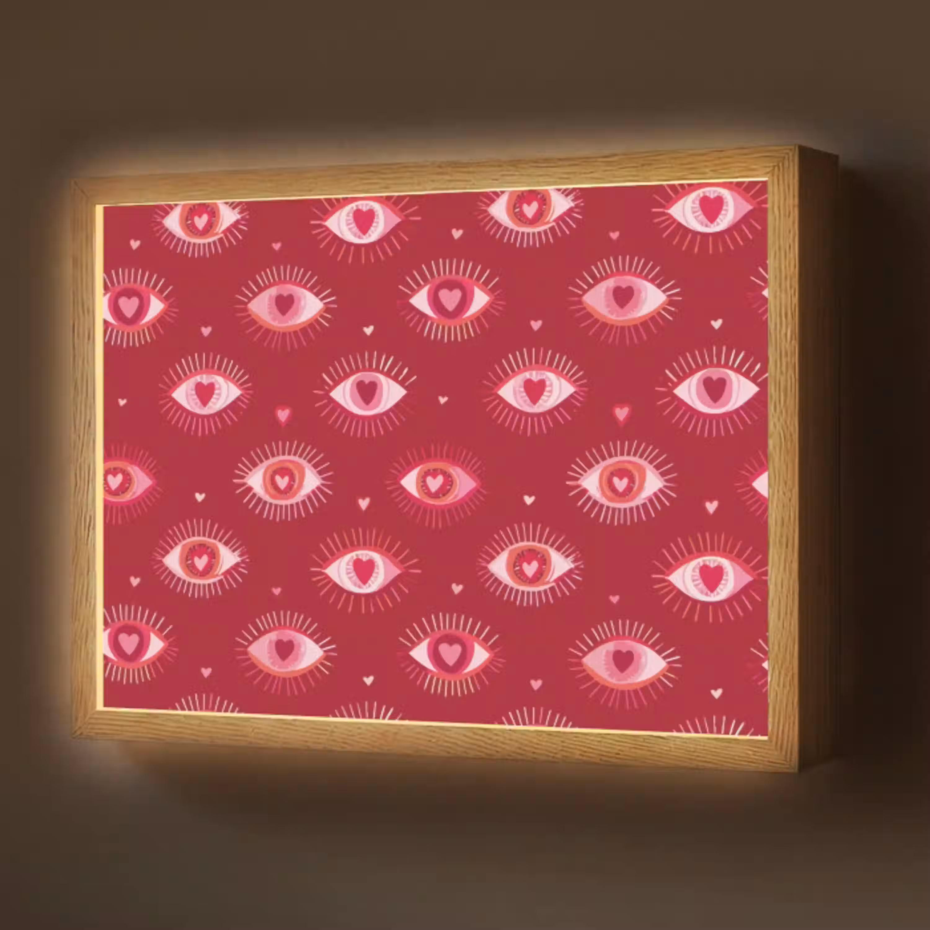Ogen - Patroon - Roze - Donkerrood Light Box met batterij (Wandlamp) middel 907 -z3d_website