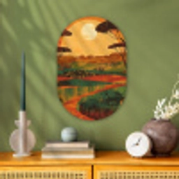 Landschap - Afrikaans - Zon Wandcirkel Ovaal Forex klein -sfeer2