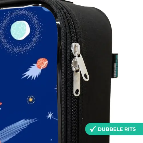 Patroon van planeten op een donkere achtergrond Kinderkoffer - Zwart klein -rits_NL