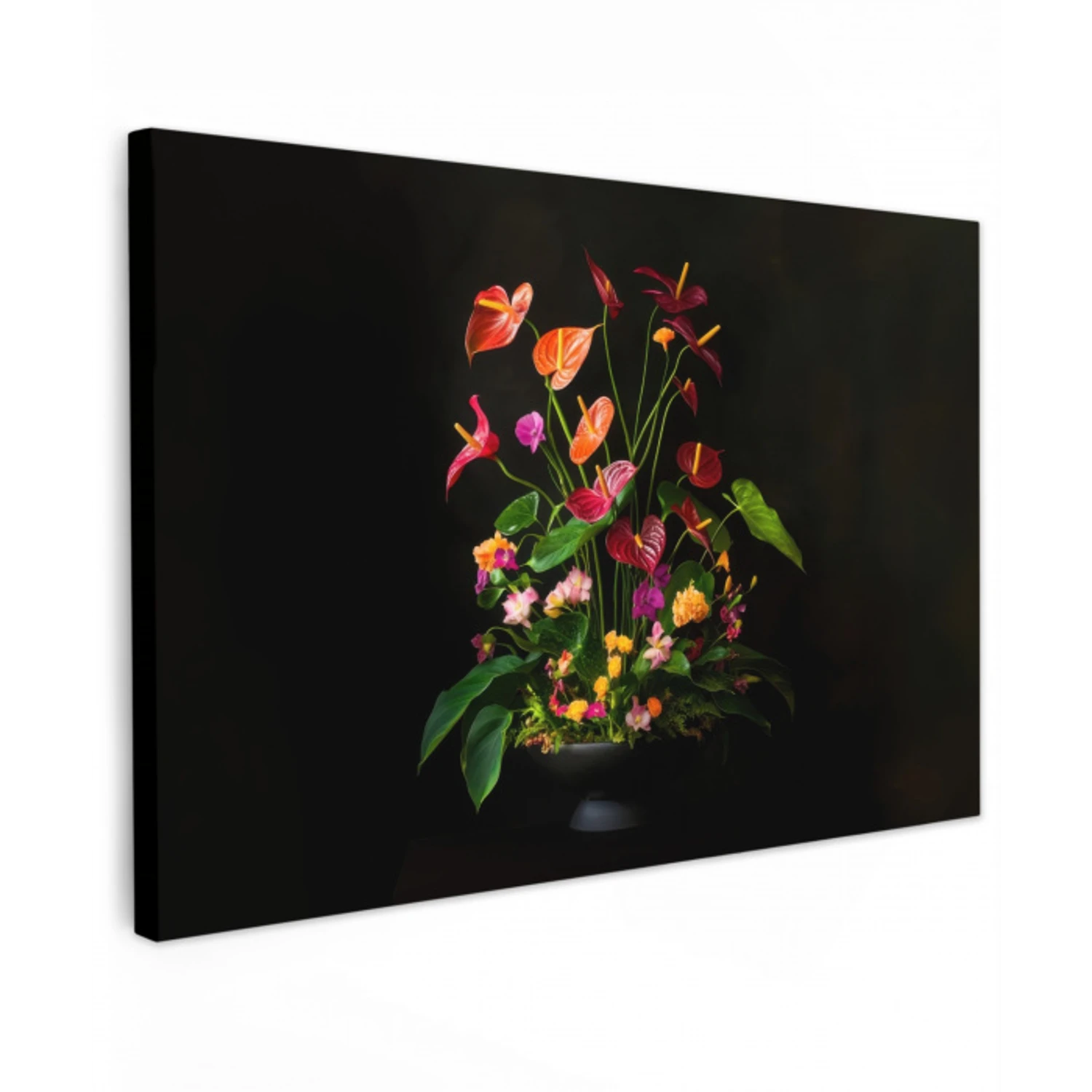 Bloemen - Vaas - Kleurrijk canvas 2cm klein -z3d