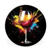 Wijn - Glas - Graffiti - Borrel - Rood - Verf Wandcirkel aluminium klein -3d