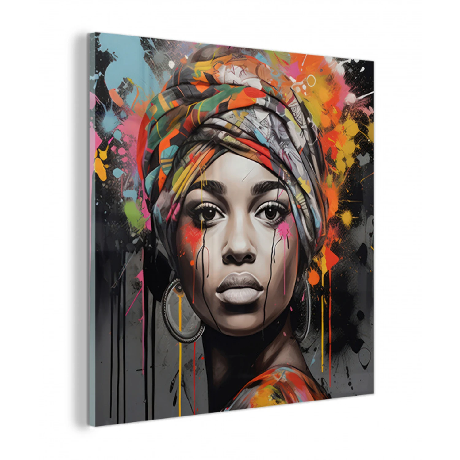 Vrouw - Hoofddoek - Graffiti - Zwart plexiglas 5mm klein -z3d