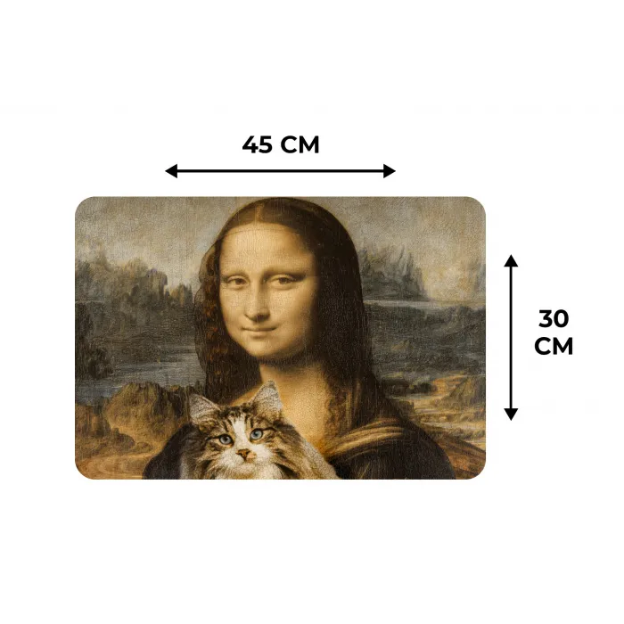 Mona Lisa - Kat - Leonardo da Vinci - Vintage - Kunstwerk - Oude meesters - Schilderij Placemat vinyl groot -specs