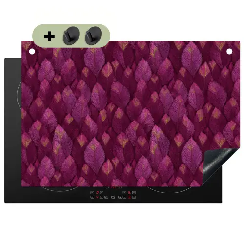 Bladeren - Patroon - Burgundy Inductie beschemer met haakjes klein 777 -3d