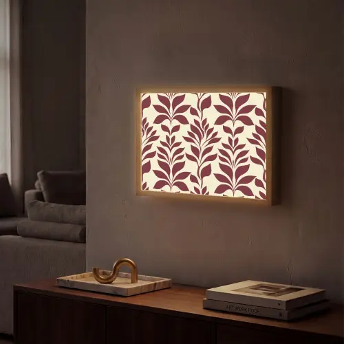Abstract - Bladeren - Burgundy Light Box met batterij (Wandlamp) middel 907 -sfeer1