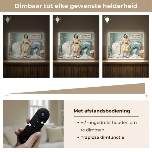 Retro - Blauw - Vrouw Light Box met batterij (Wandlamp) middel -USP_dimbaarNL