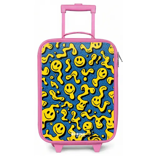 Smiley - Blauw - Geel Kinderkoffer - Roze klein -zz3dotto