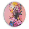 Kleurrijk - Bloemen - Vrouw - Zon Akoestische PET Vilt - Rond klein -3d